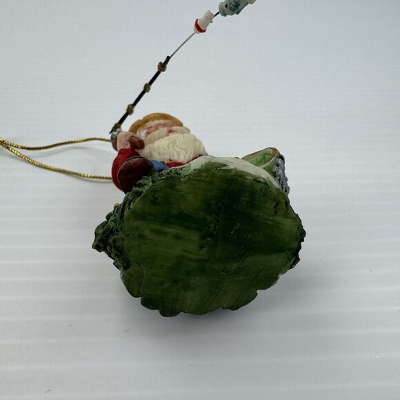Fisherman Santa Ornament Christmas Fishing Pole & Fish Cute Holiday Decor - Picture 7 of 9